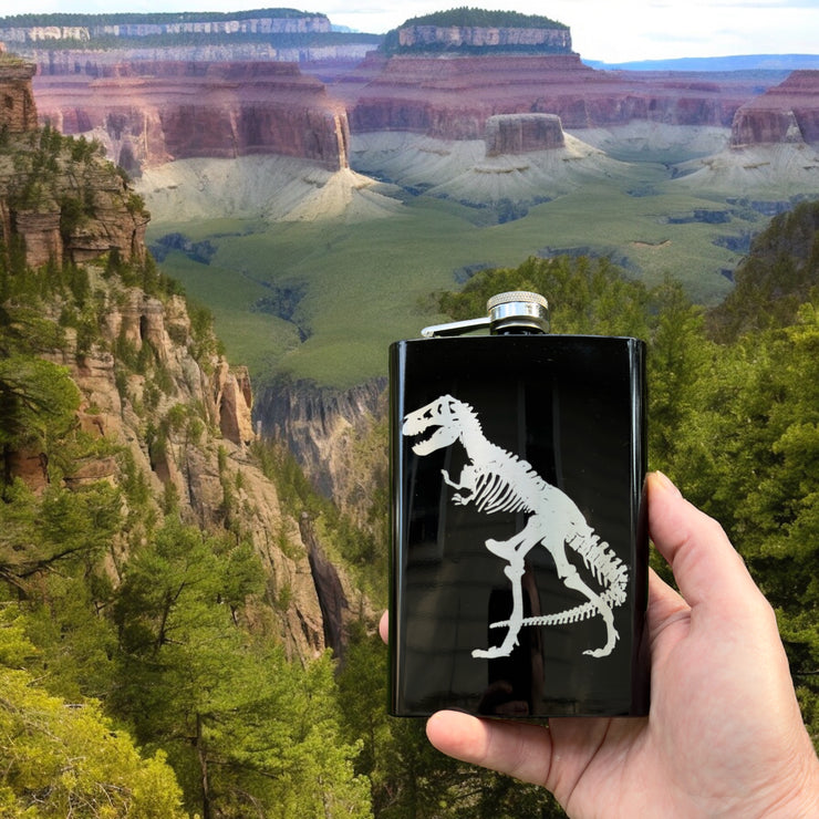 8oz T-Rex Black Flask Trex