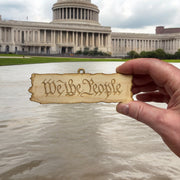 Ornament - We the People - Raw Wood 5x2in