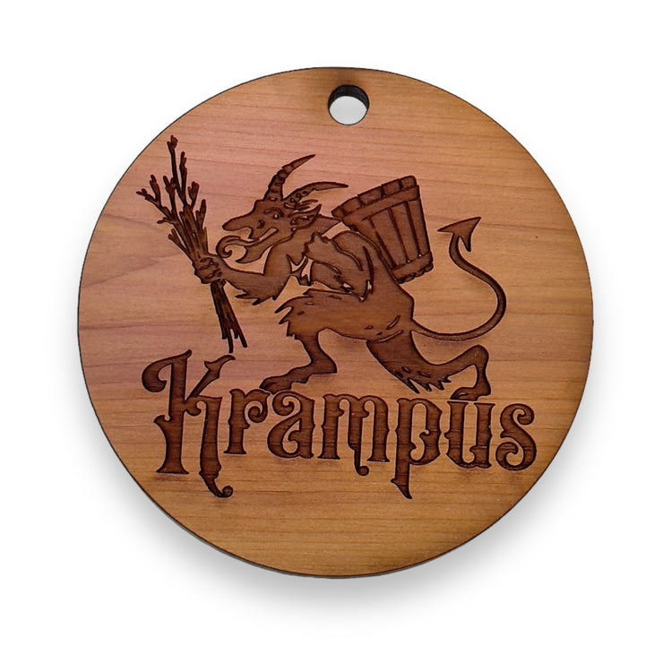 Krampus - Raw Cedar Ornament 3x3in