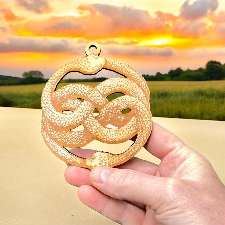 Ornament - Ouroboros - Raw Wood 4x3in