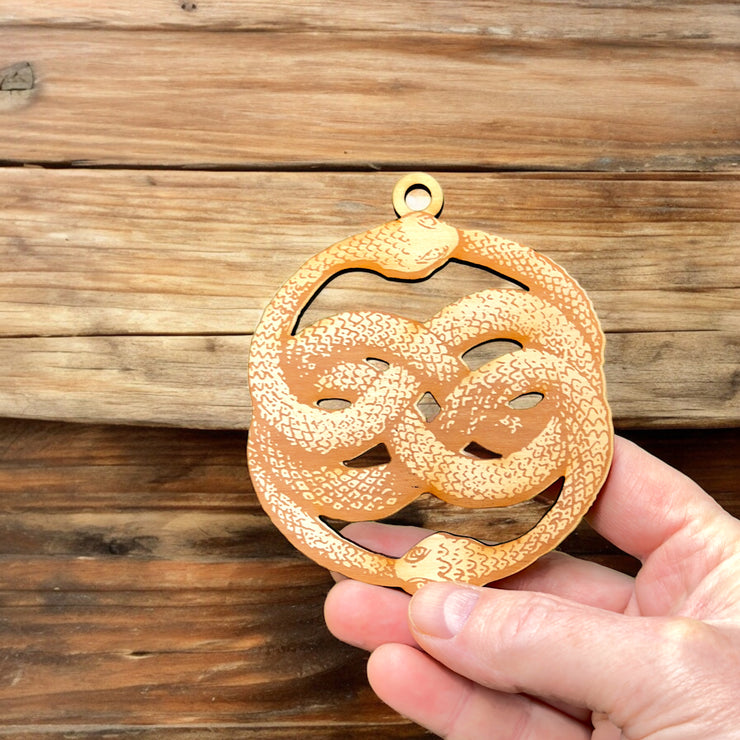 Ornament - Ouroboros - Raw Wood 4x3in