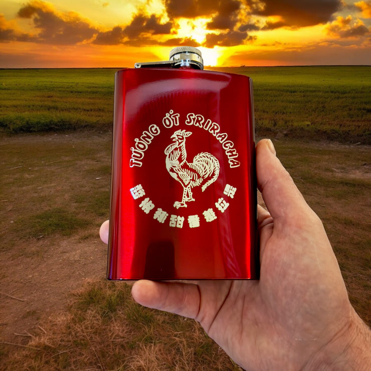 8oz RED Sriracha Flask
