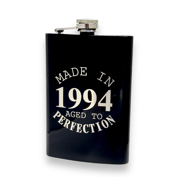 8oz BLACK Made in 1994 Aged to Perfection Flask