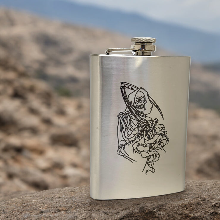 8oz Dealer of Death Grim Reaper Stainless Steel Flask