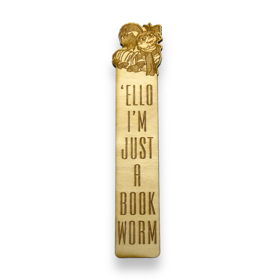 HipFlaskPlus Ello I'm Just a Book Worm raw wood bookmark