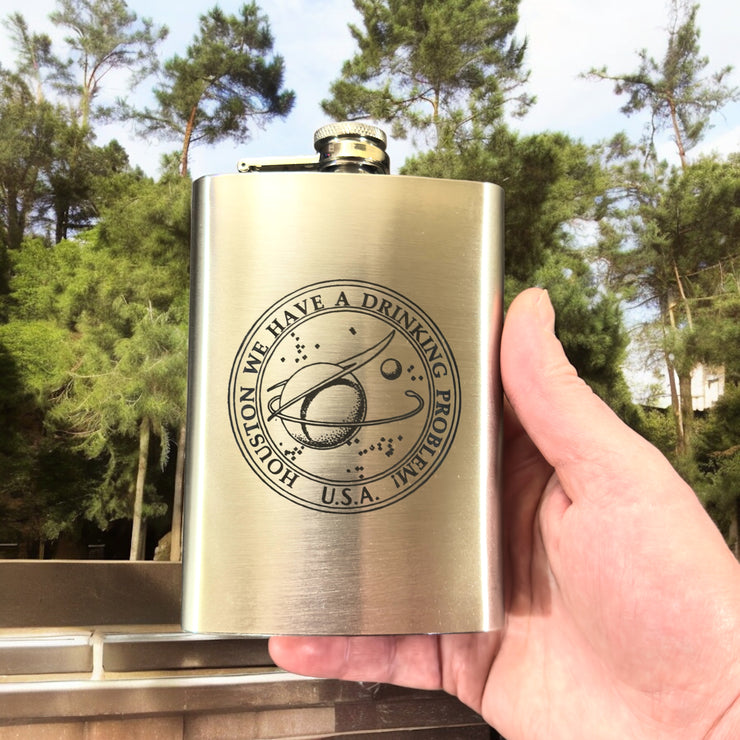 8oz Houston We Have a Drinking Problem Stainless Steel Flask