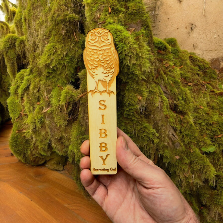 Bookmark - PERSONALIZED Burrowing Owl - Birch wood