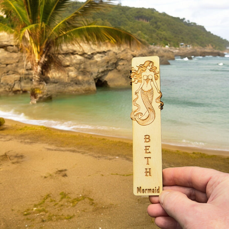 Bookmark - PERSONALIZED Mermaid - Birch wood