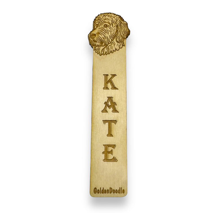 Bookmark - PERSONALIZED Goldendoodle - Birch wood