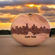 Austin TX Skyline - Cedar Ornament