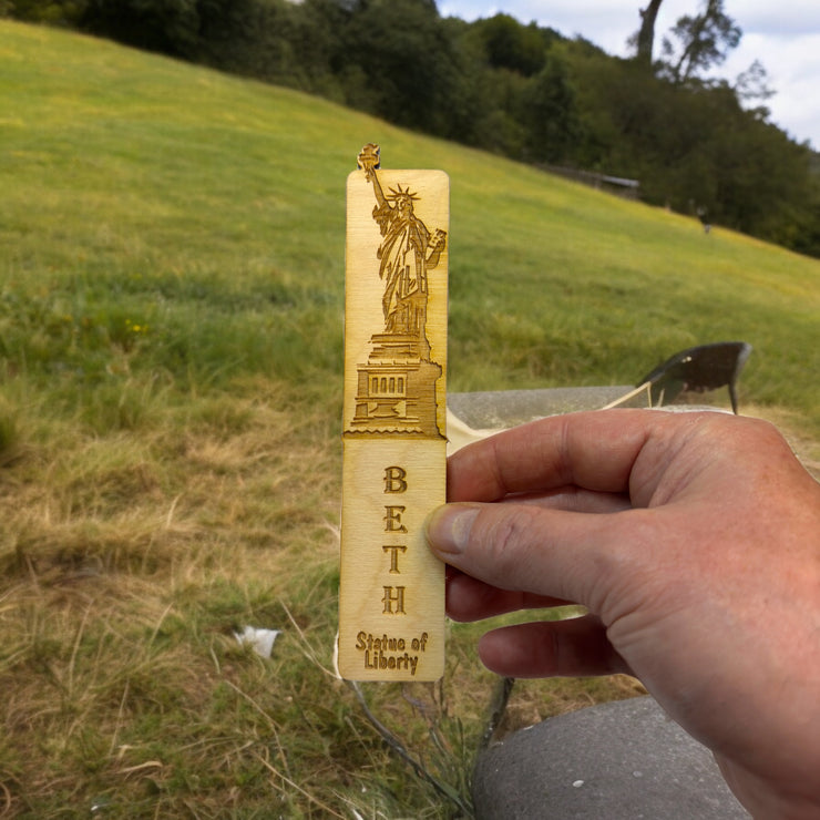 Bookmark - PERSONALIZED Statue Of Liberty - Birch wood