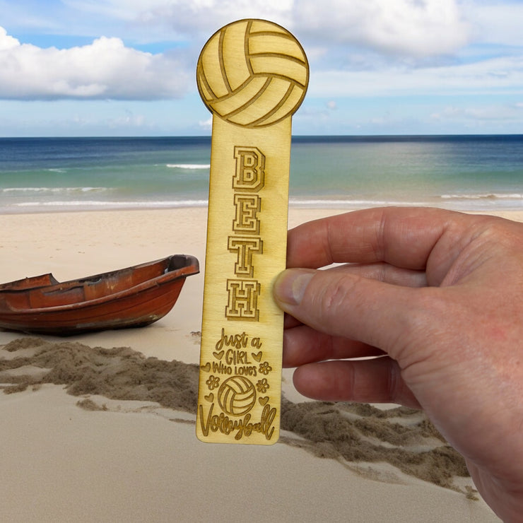 Bookmark - PERSONALIZED Just a girl who loves volleyball - Birch wood