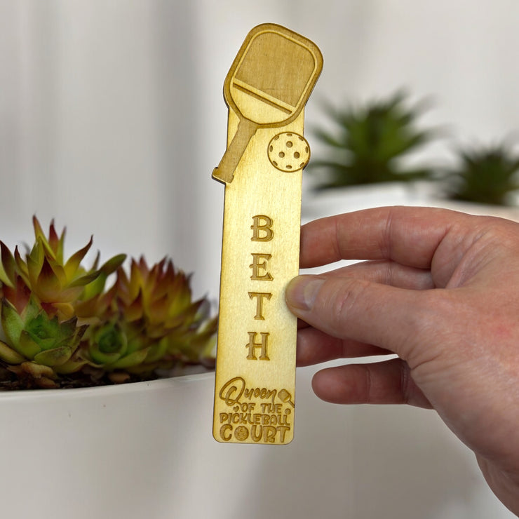 Bookmark - PERSONALIZED Queen of the Pickleball Court - Birch wood