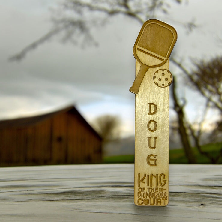 Bookmark - PERSONALIZED King of the pickleball court - Birch wood