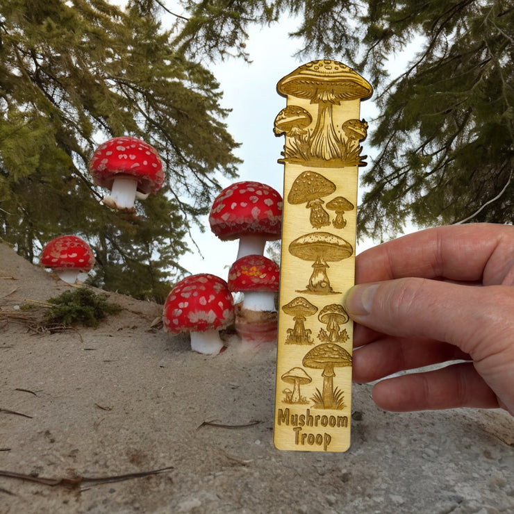 Bookmark - Mushroom Troop - Birch wood