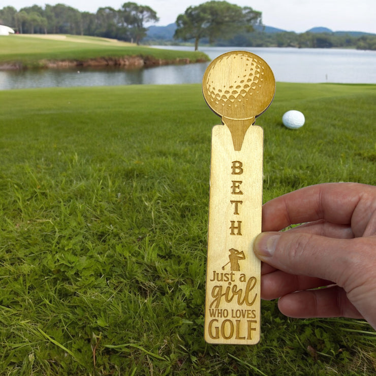 Bookmark - PERSONALIZED Just a girl who loves golf - Birch wood