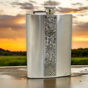 8oz Chinese Dragon and Phoenix Stainless Steel Flask