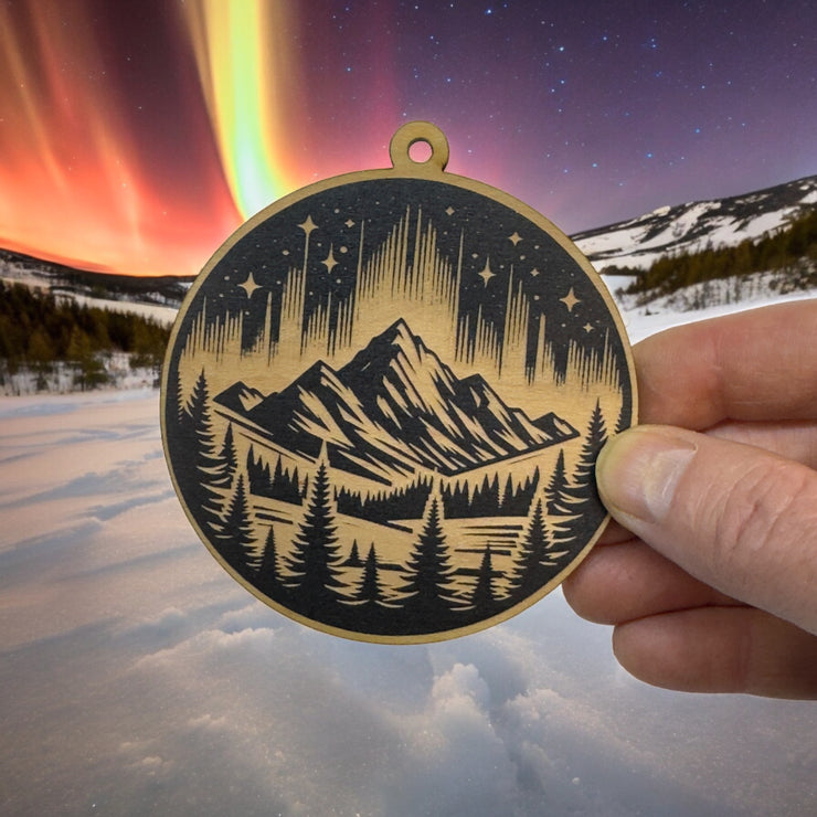 Ornament - Black - Northern Lights aurora borealis