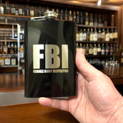 8oz BLACK Female Body Inspector Flask