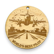 Ornament - Worlds Best Pilot Raw Wood