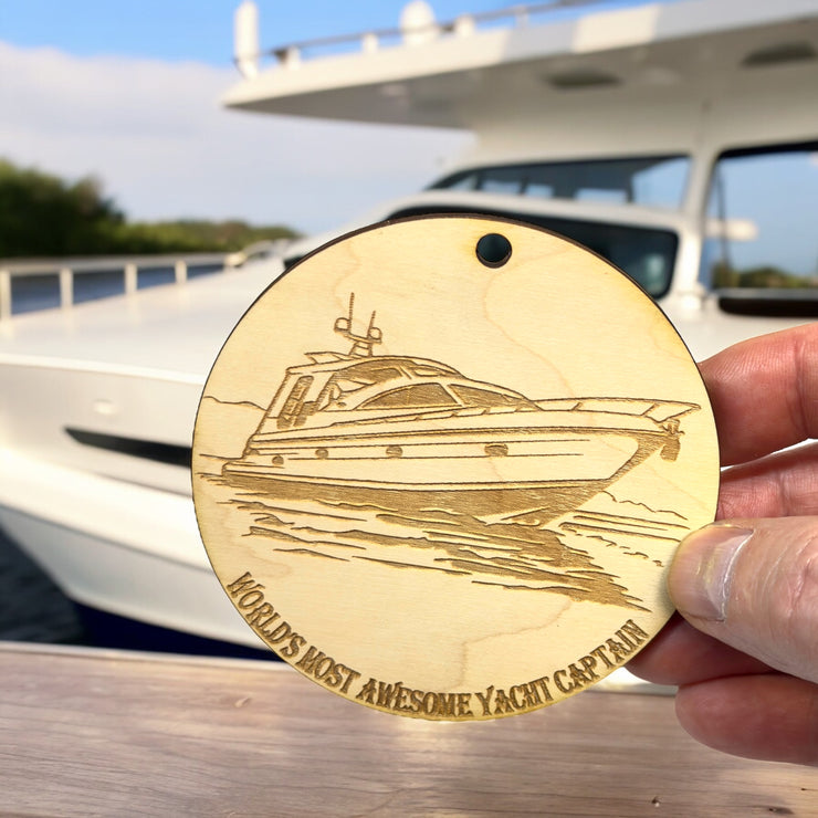 Ornament - World's Most Awesome Yacht Captain Raw Wood