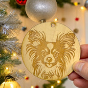 Ornament - Papillon Dog Raw Wood