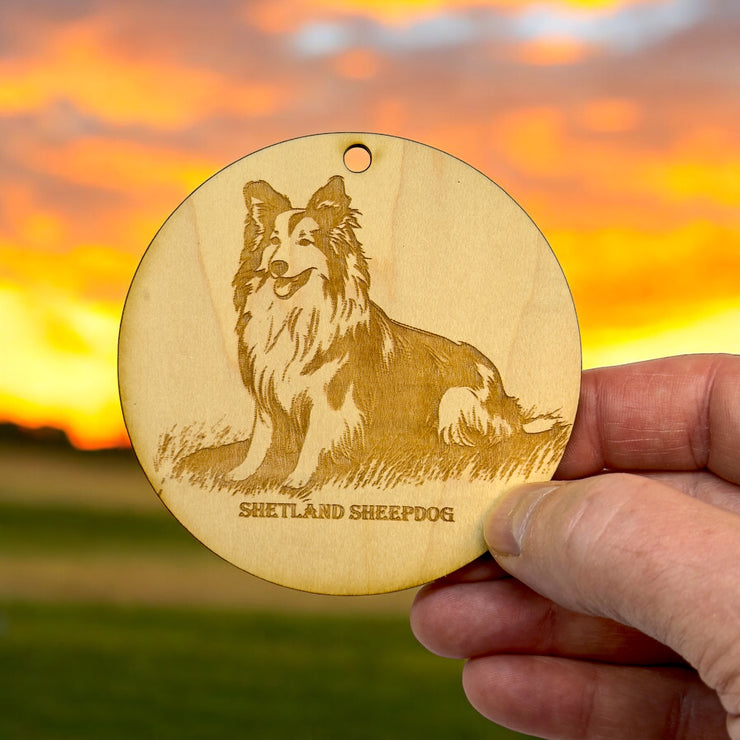 Ornament - Shetland SheepDog Raw Wood