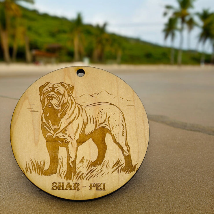 Ornament - Shar Pei Dog Raw Wood