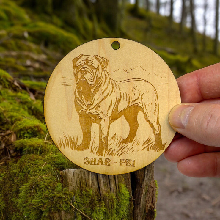 Ornament - Shar Pei Dog Raw Wood