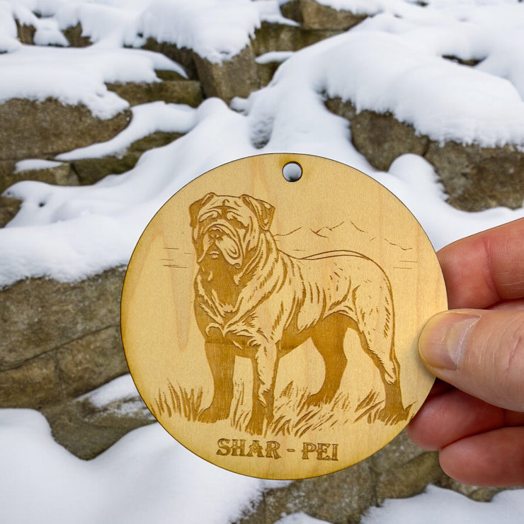 Ornament - Shar Pei Dog Raw Wood