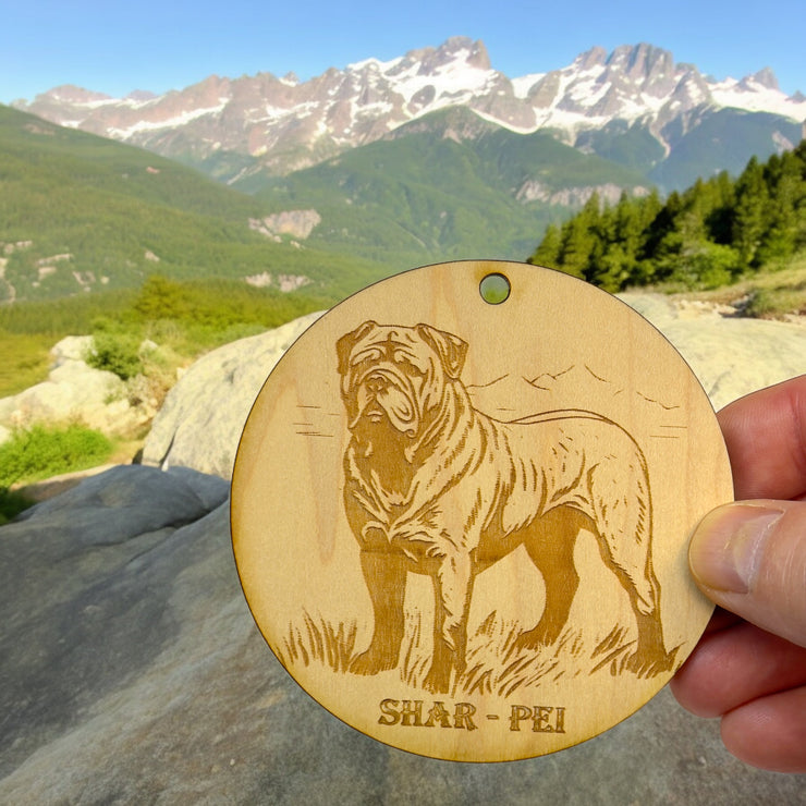 Ornament - Shar Pei Dog Raw Wood