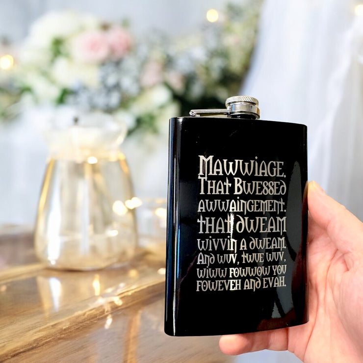 8oz BLACK Mawwiage That Bwessed Awwaingement Flask
