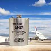 8oz B-17 Flying Fortress Stainless Steel flask Laser