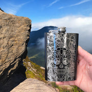 8oz BLACK Sugar Skull Pattern Flask