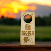 Door Hanger - Movie in Progress 9x4in Raw Wood