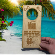 Door Hanger - Movie in Progress 9x4in Raw Wood