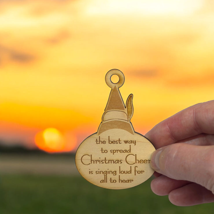 Ornament - Christmas Cheer - Raw Wood 2x3in