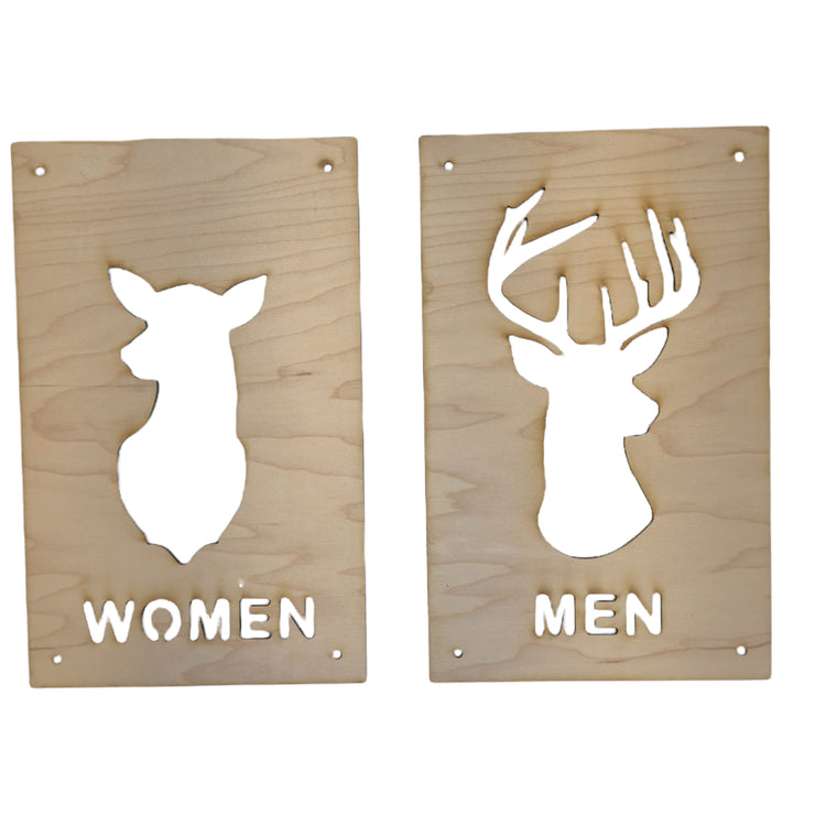 Men and Women Deer Restroom Signs 6x10 (Both Signs)