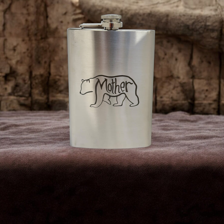 8oz Mother Bear Stainless Steel Flask