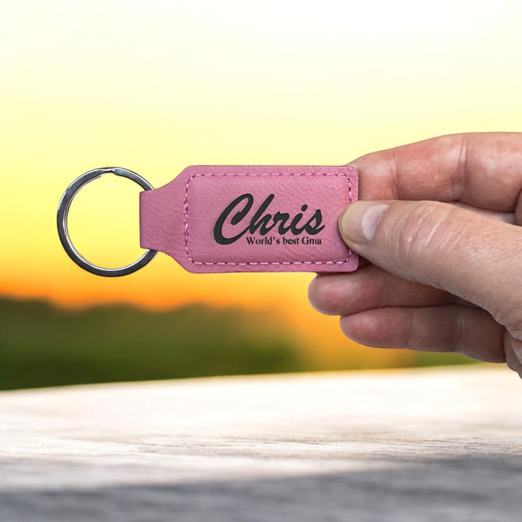 Keychain - Rectangle - PERSONALIZED - Leather