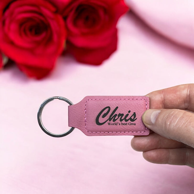 Keychain - Rectangle - PERSONALIZED - Leather