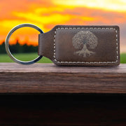 Keychain - Rectangle - Celtic Tree of Life - Leather