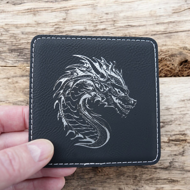 Coaster - Dragon - SET OF 2 - Leather or Stitched Cork
