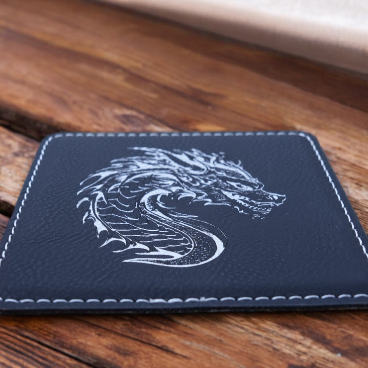 Coaster - Dragon - SET OF 2 - Leather or Stitched Cork
