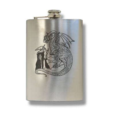 8oz Wizard and Dragon Stainless Steel flask