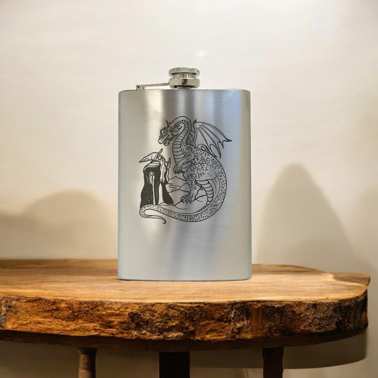 8oz Wizard and Dragon Stainless Steel flask