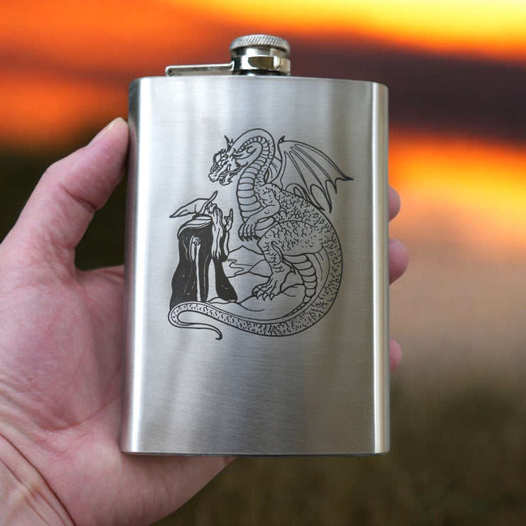 8oz Wizard and Dragon Stainless Steel flask