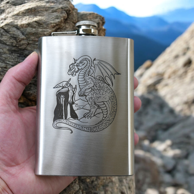 8oz Wizard and Dragon Stainless Steel flask