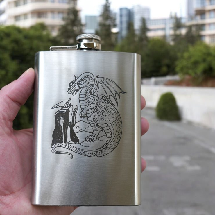 8oz Wizard and Dragon Stainless Steel flask