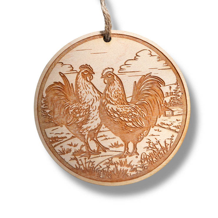 Ornament - Chicken Ranch - Raw Wood
